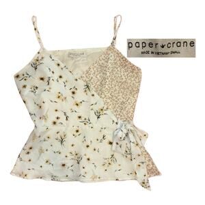 Paper Crane Floral Chiffon Wrap Cami Cream Size Small Boho Chic Trendy Summer